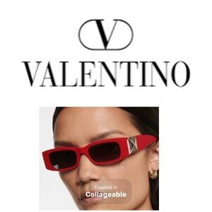 ‼️WOW‼️VALENTINO GARAVANI SUN GLASSES Red Rectangular W/Gold Emblem ❤️💛❤️💛
